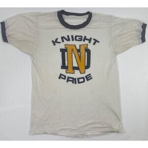 Vintage Notre Dame "Knight Pride" School Shirt 70's 80's Single Stitch